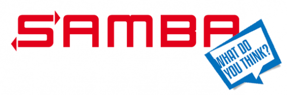 Logo Samba, Sprechblase "what do you think"