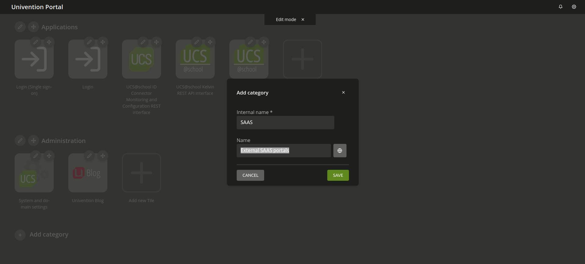 Graphical edit mode of the portal in UCS 5